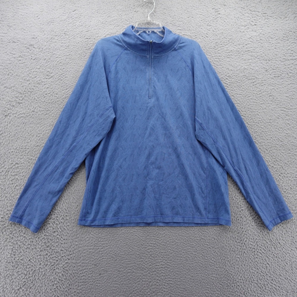 Henri Costa 1/4‎ Zip Pullover Shirt XL Blue Mens Coastal Lightweight Long Sleeve